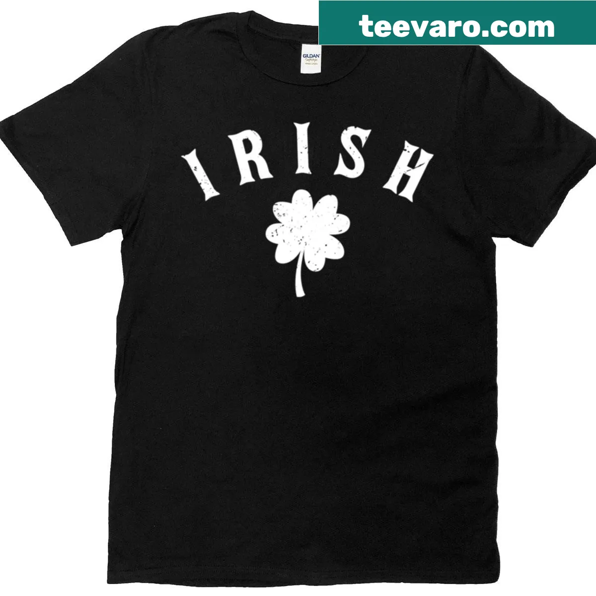 Vintage distressed St. Patrick's Day T-shirt with Irish clover — on a men's t-shirt