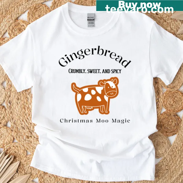Cartoon T-shirt featuring a gingerbread cow design