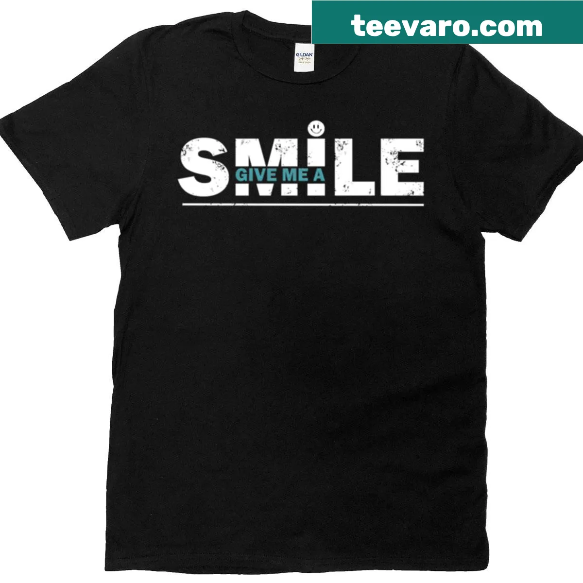 Vintage T-shirt with the quote 'Give Me A Smile' — on a men's t-shirt
