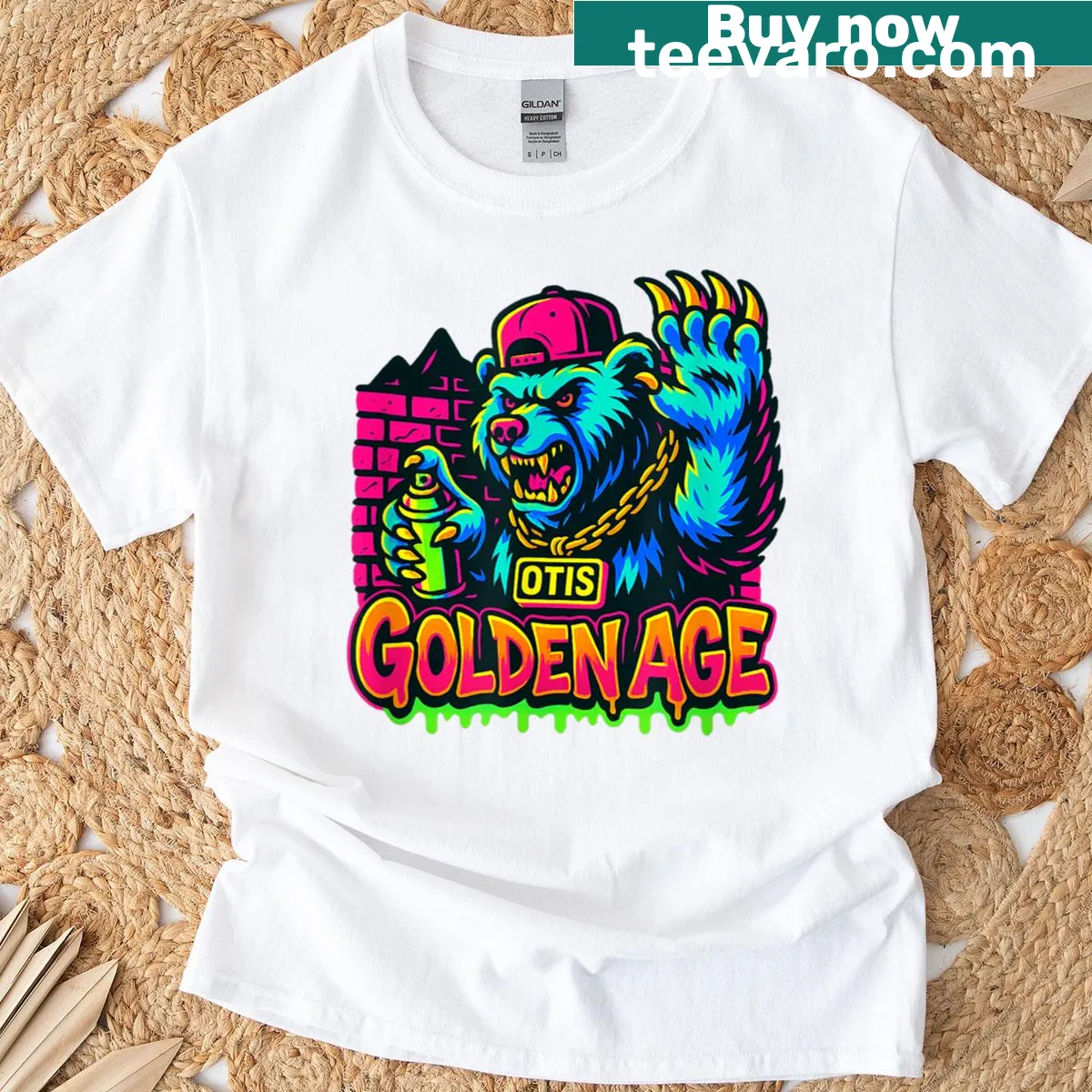 Hand-lettered T-shirt with the phrase Golden Age — on a men's t-shirt