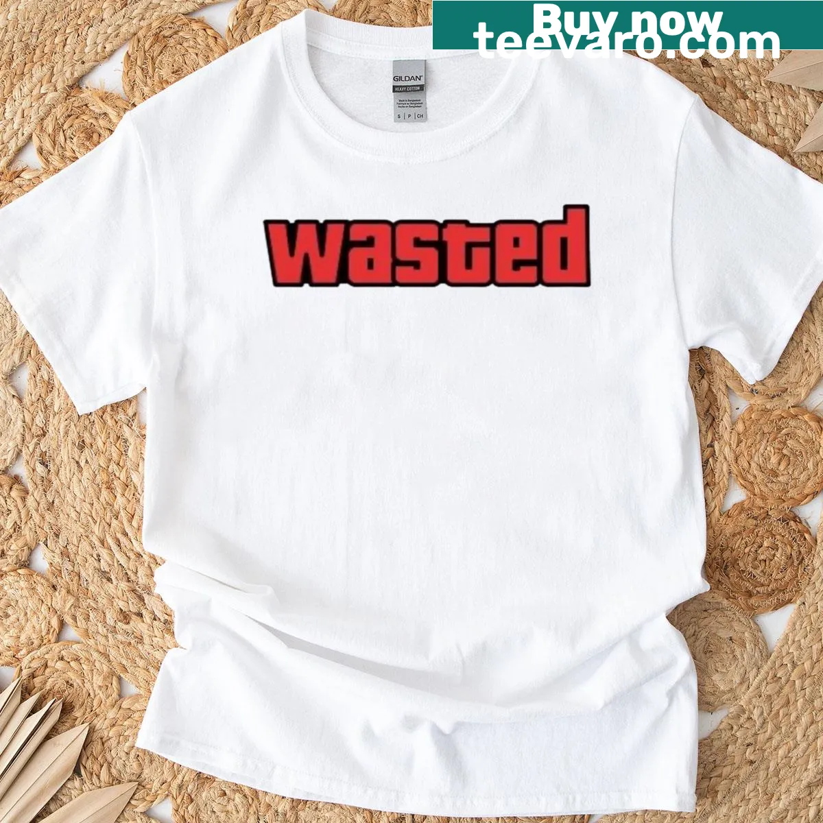 Humorous GTA Wasted graphic design for gamers on a T-shirt. — on a men's t-shirt
