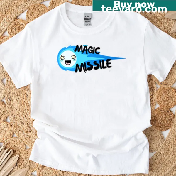 Playful graphic T-shirt featuring a magic missile for gamers