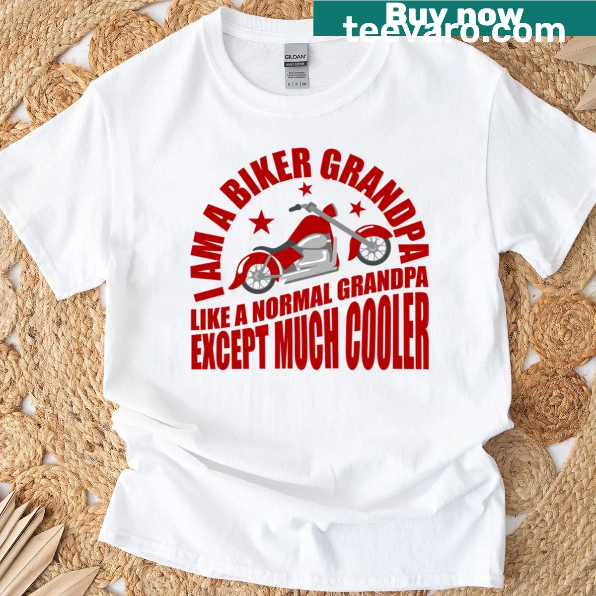Funny oversized biker grandpa t-shirt with bold text — on a men's t-shirt