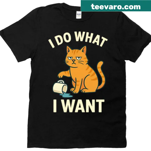 Grumpy cat graphic with text 'I Do What I Want' on T-shirt