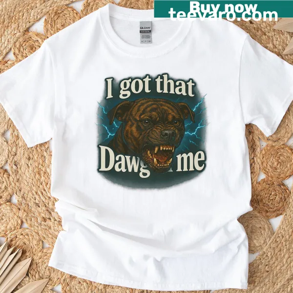 Meme T-shirt featuring Staffordshire dog humor