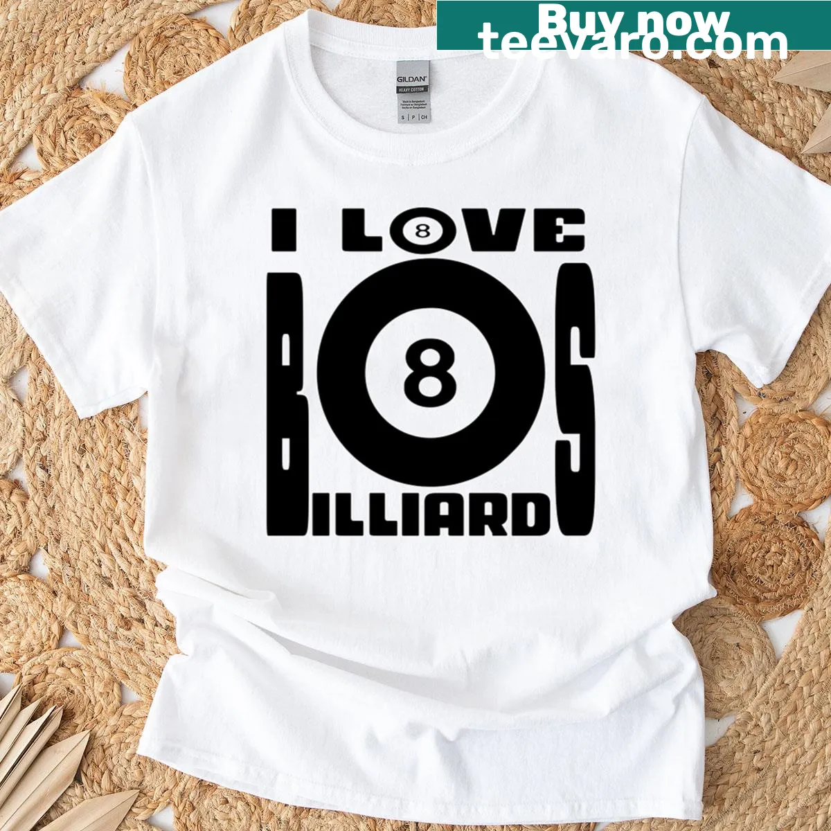 Oversized t-shirt with text expressing love for billiards — on a men's t-shirt