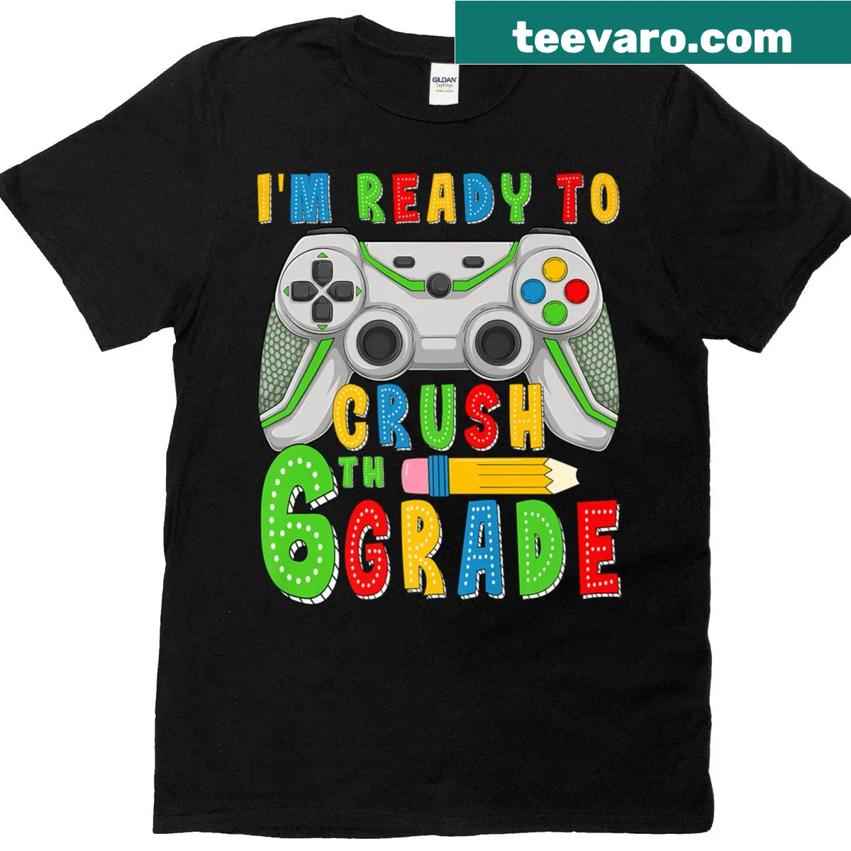 Funny gamer shirt with the phrase 'I'm Ready To Crush 6th' for boys — on a men's t-shirt