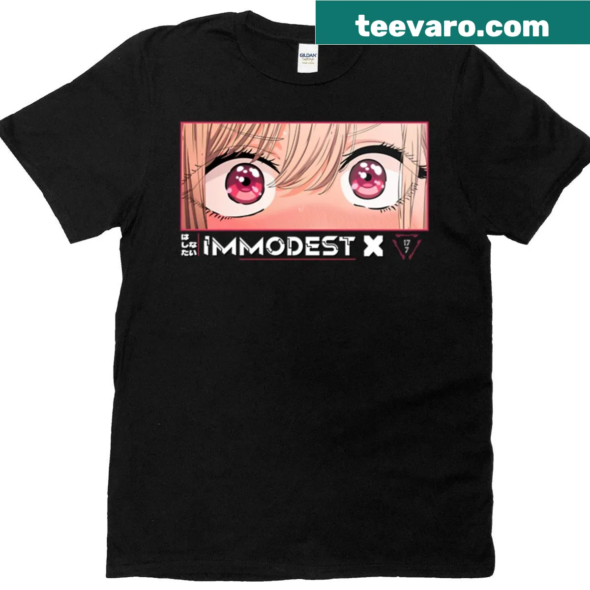 Anime eyes graphic T-shirt in cozy style — on a men's t-shirt
