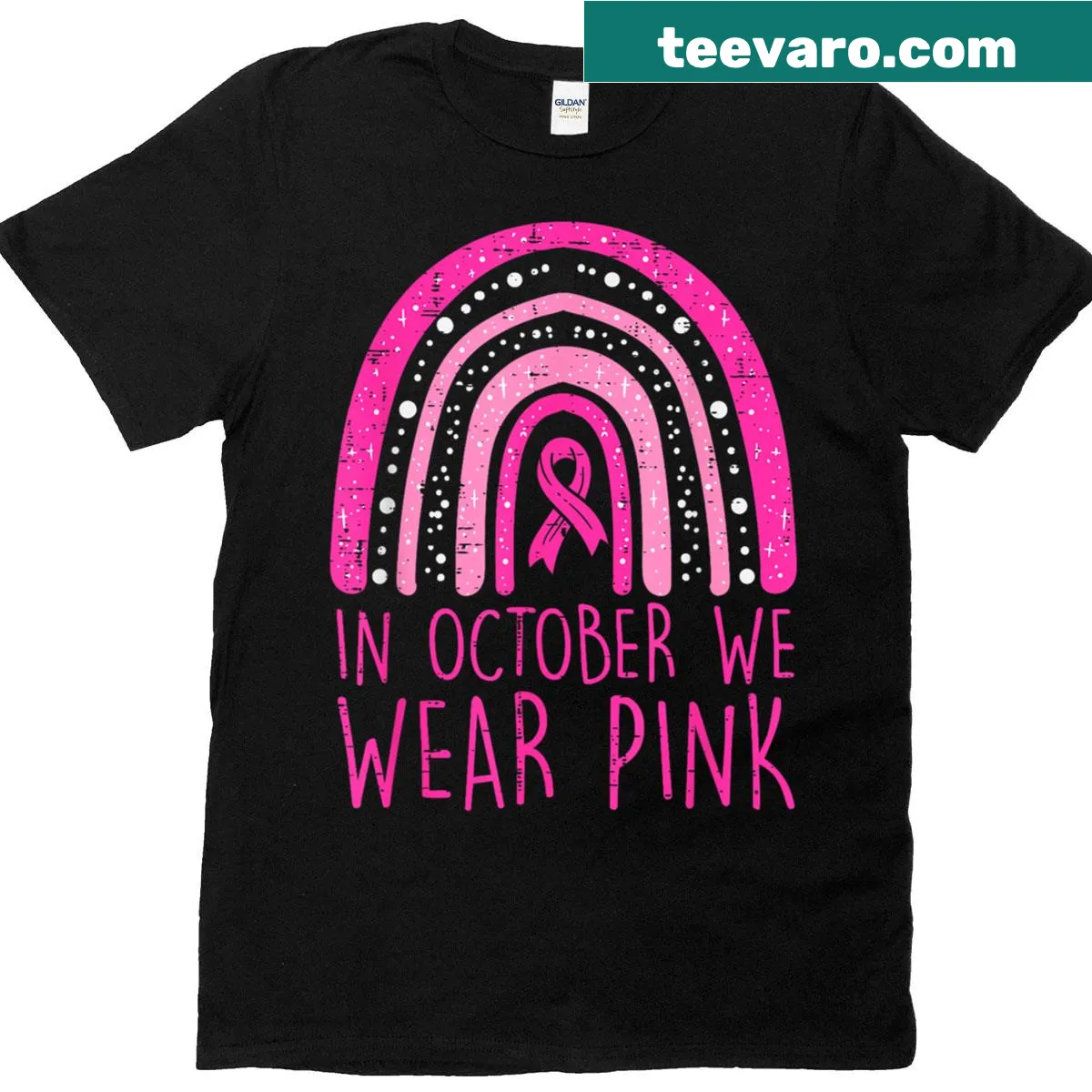 Retro-themed t-shirt promoting breast cancer awareness with pink text — on a men's t-shirt