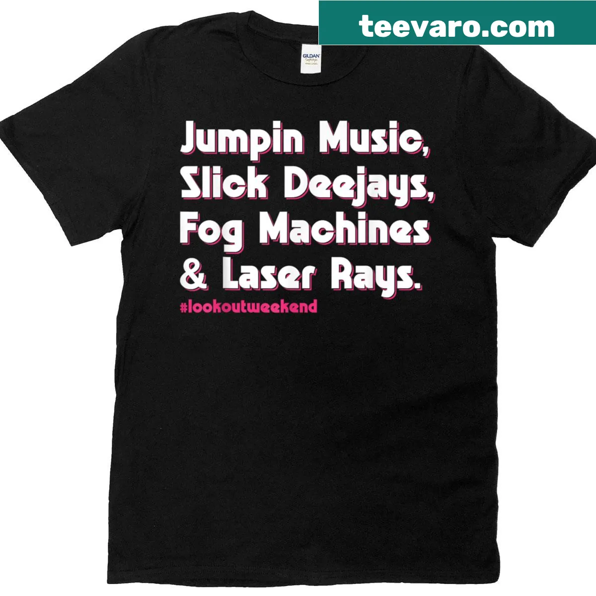 Music-themed t-shirt highlighting deejays and party atmosphere — on a men's t-shirt