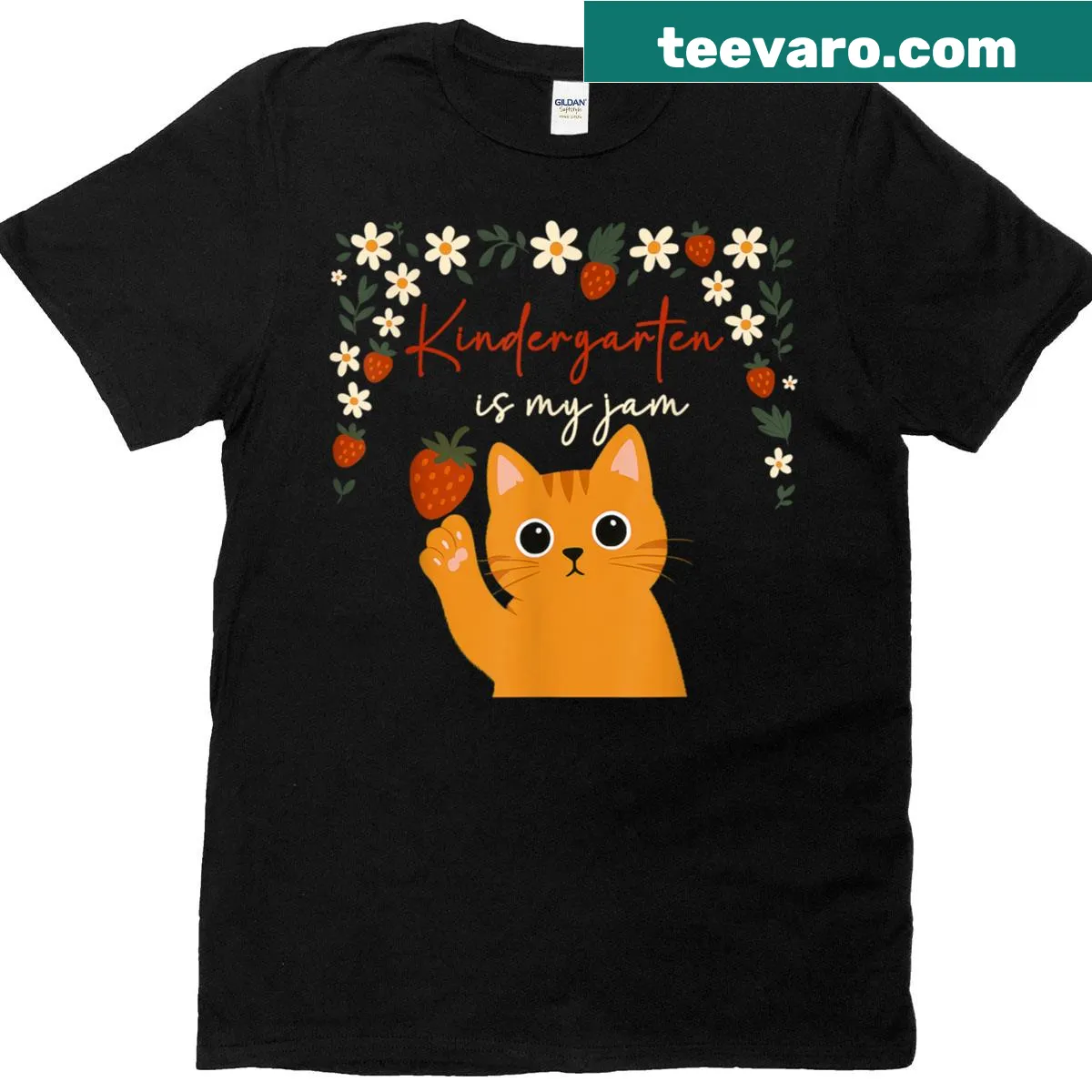 Cute design for kids with kindergarten and cat themes — on a men's t-shirt