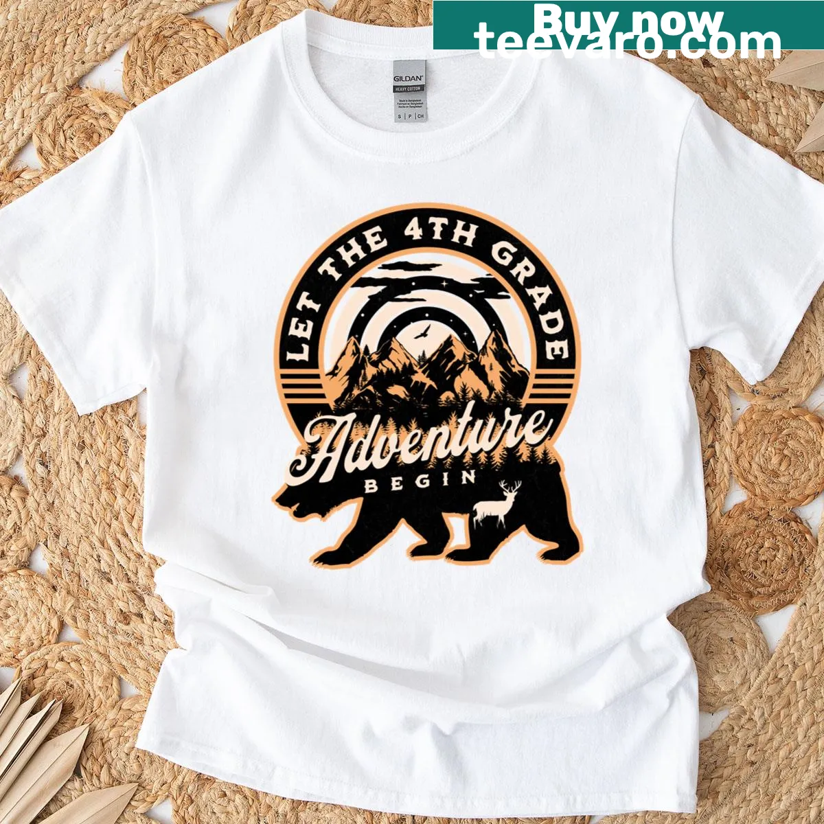 Fourth Grade Teacher adventure t-shirt — on a men's t-shirt