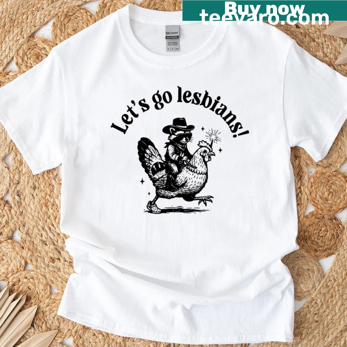 Cheerful T-shirt with the phrase 'Lets Go Lesbians' — on a men's t-shirt