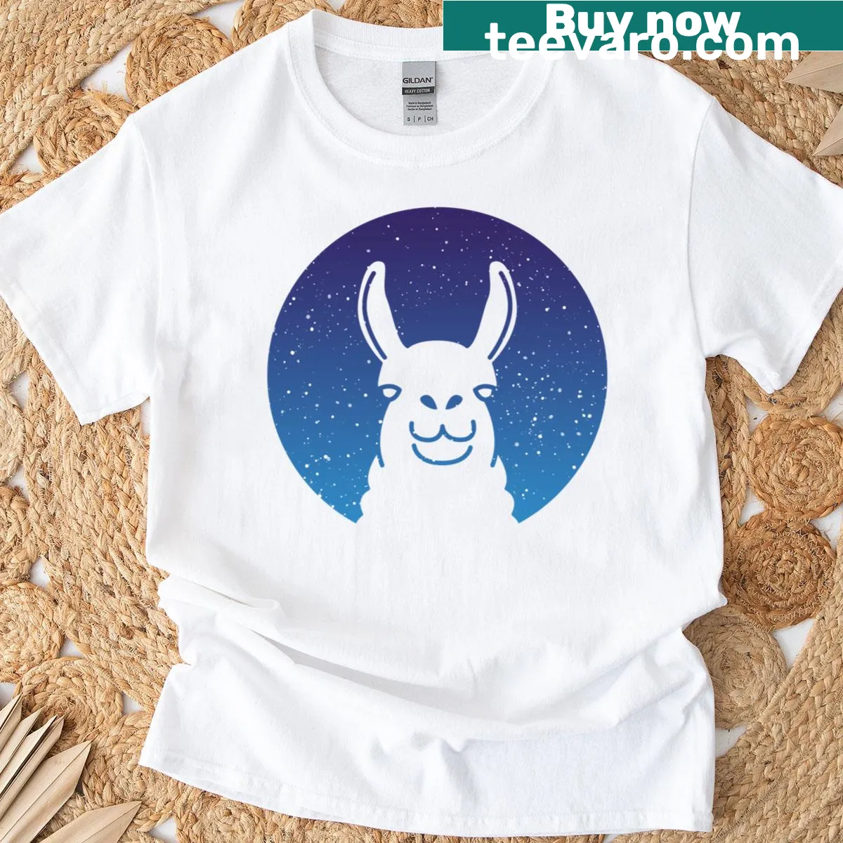 Retro llama and alpaca design t-shirt — on a men's t-shirt