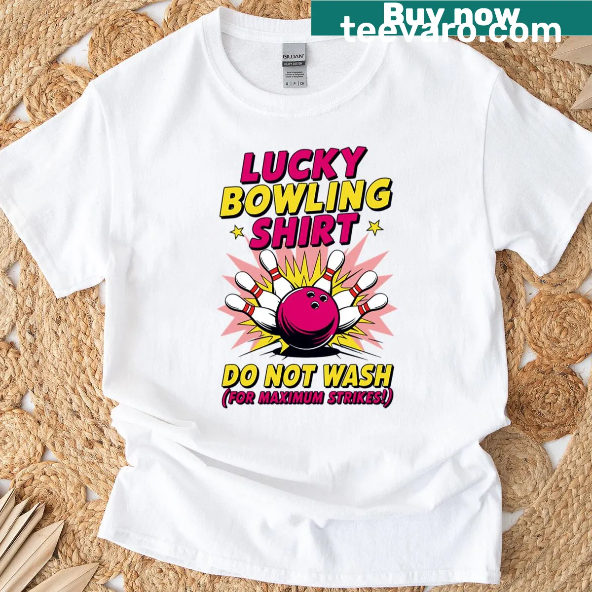 Funny bowling T-shirt with 'Do Not Wash' quote and graphic. — on a men's t-shirt