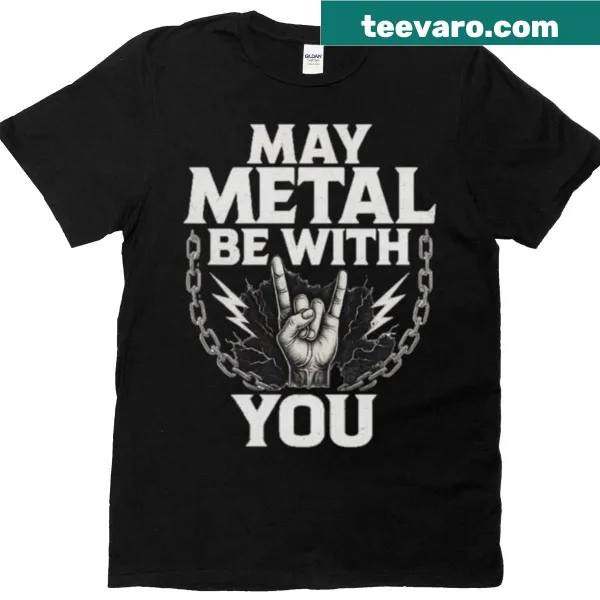 Oversized t-shirt with 'May Metal Be With You' text design