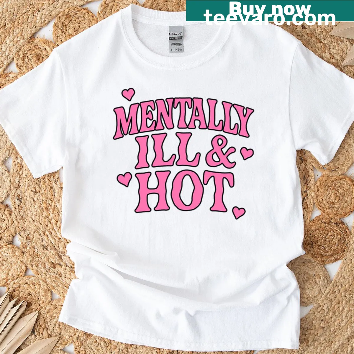 Oversized shirt with a sarcastic mental health quote in playful typography — on a men's t-shirt
