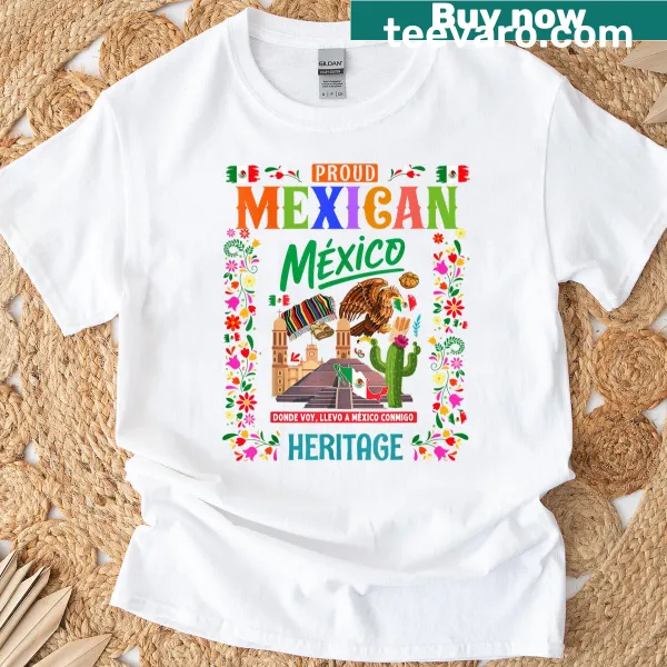 Cartoon illustration of the Mexico flag on a kids' t-shirt