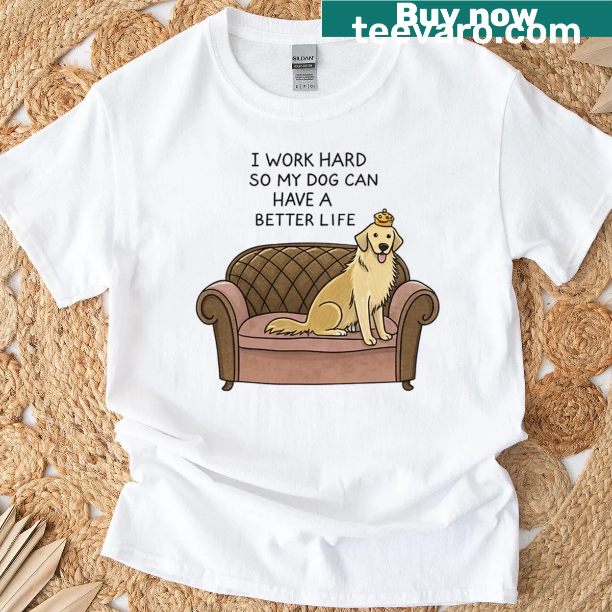 Cute pet humor shirt stating 'My Dogs Lifestyle Is My Full-time Job' — on a men's t-shirt