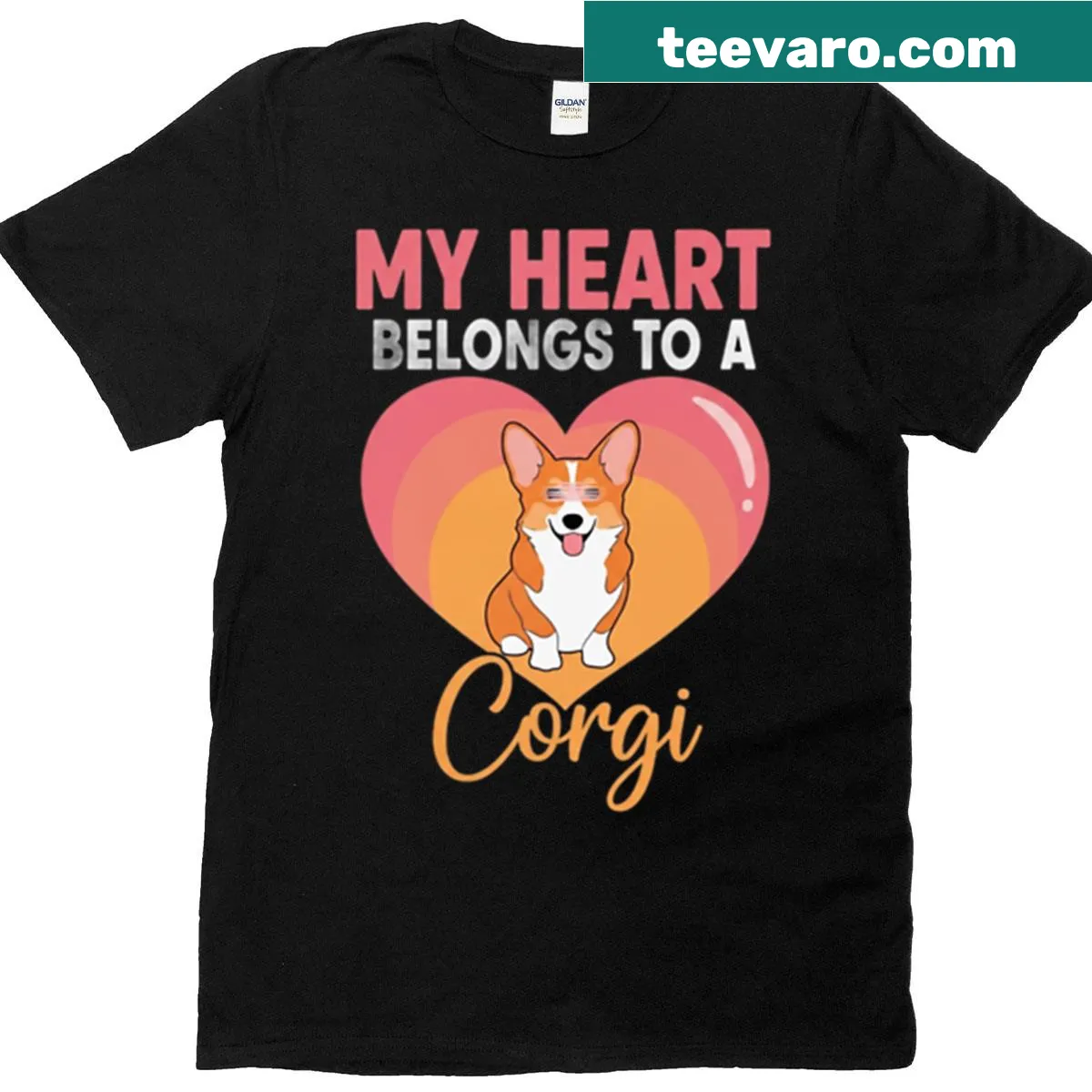 Oversized t-shirt with the phrase My Heart Belongs To A Corgi — on a men's t-shirt