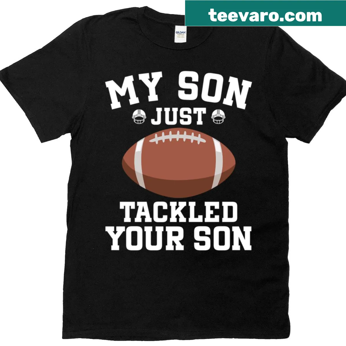 Proud football parent t-shirt with tackling phrase — on a men's t-shirt