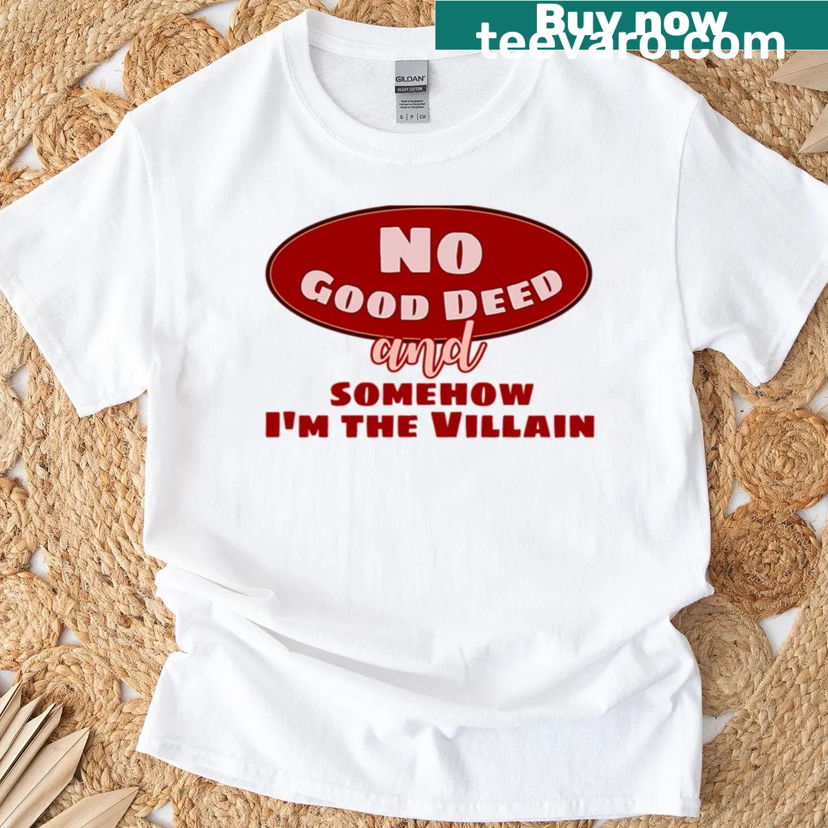 Dark humor meme-style typography T-shirt — on a men's t-shirt