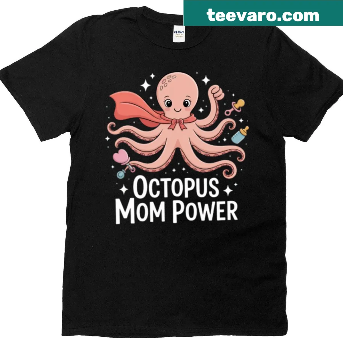 Oversized T-shirt with a whimsical Octopus Mom design — on a men's t-shirt