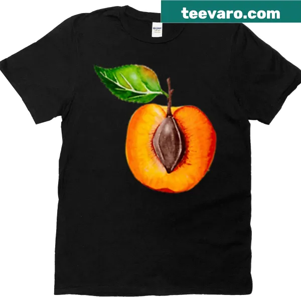 Hand-painted watercolor peach design on a T-shirt