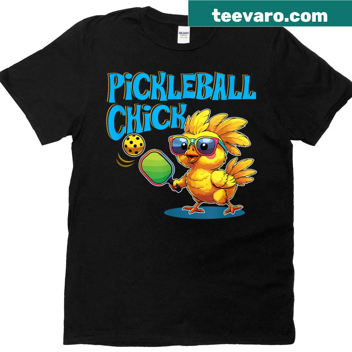 Cute pickleball graphic t-shirt with playful lettering for women. — on a men's t-shirt
