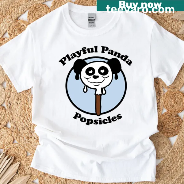 Playful panda cartoon enjoying a popsicle on a t-shirt