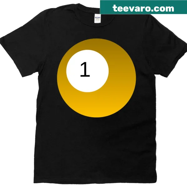 Cartoon graphic of a pool ball number 1 on boxy T-shirt