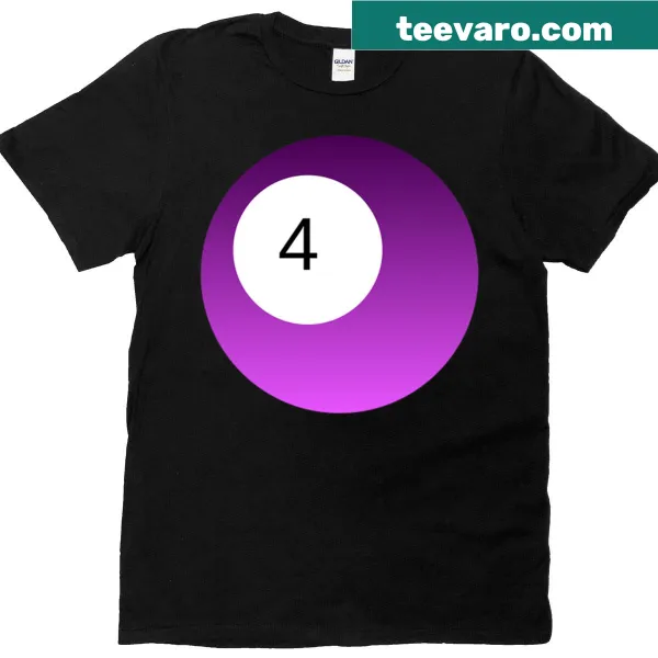 T-shirt featuring a graphic of a pool ball number 4