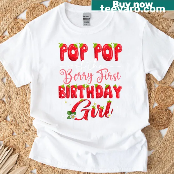 Cute strawberry-themed T-shirt for a girl's first birthday