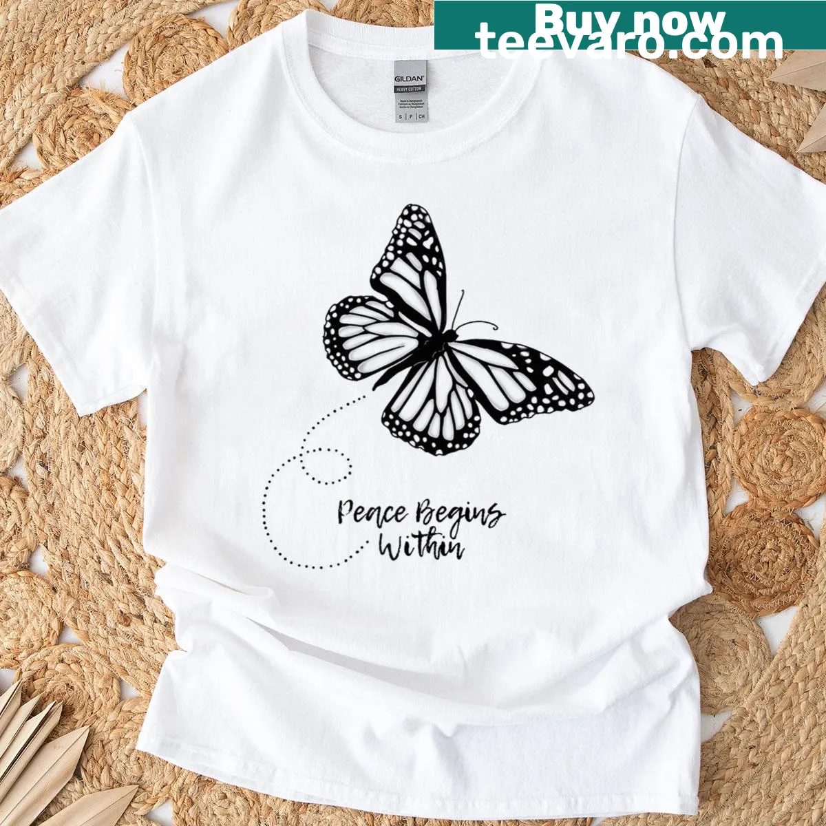 Elegant butterfly design symbolizing positivity and inner peace — on a men's t-shirt