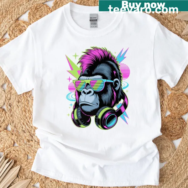 Premium t-shirt with punk-style gorilla wearing sunglasses