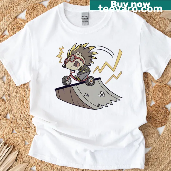 Punk hedgehog graphic on an active-style T-shirt