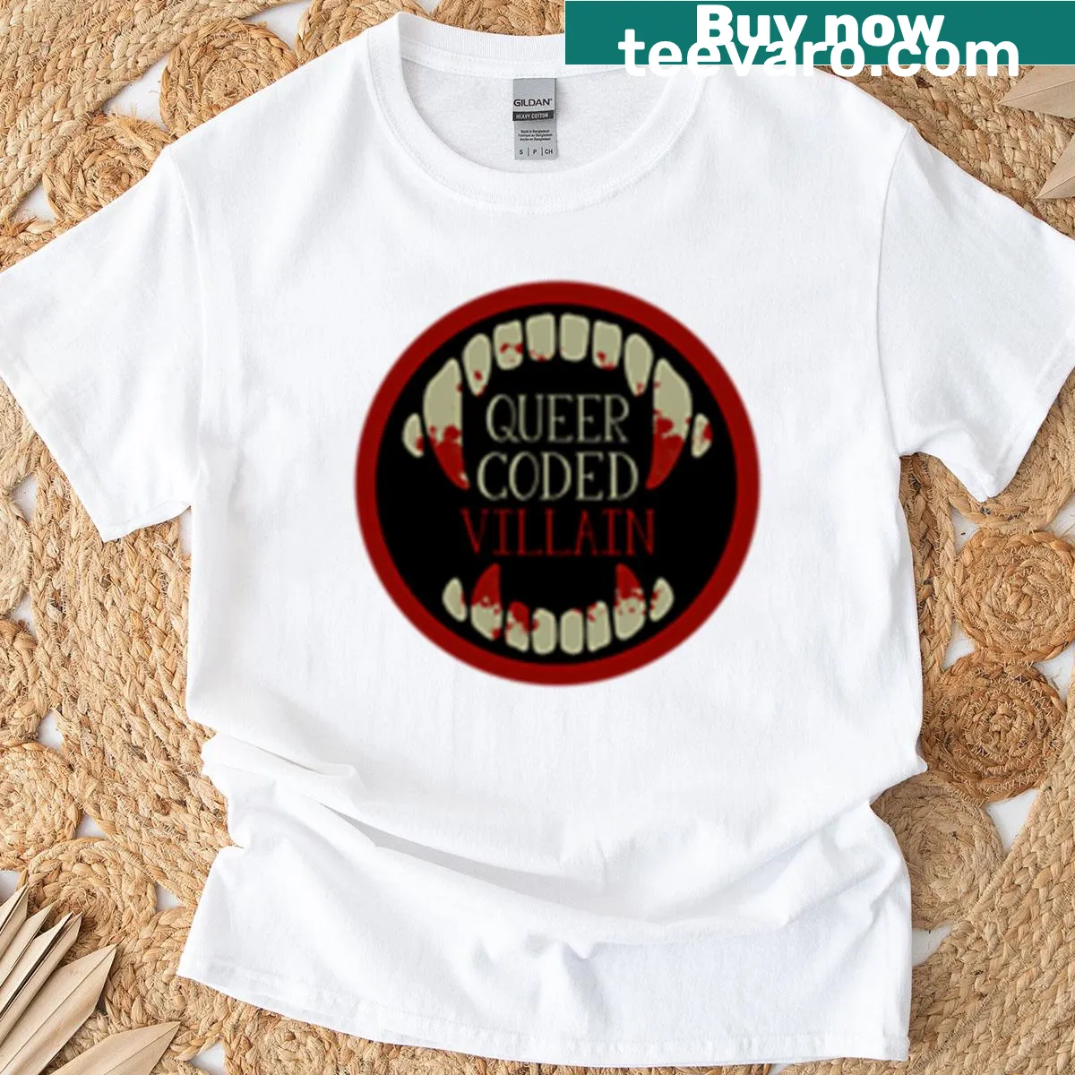 T-shirt featuring a queer-coded vampire illustration — on a men's t-shirt