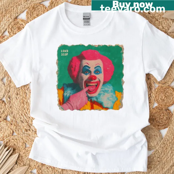 Playful pop art clown t-shirt with a smiling design