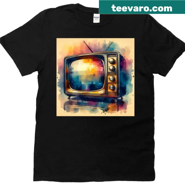 Retro television graphic on a premium shirt