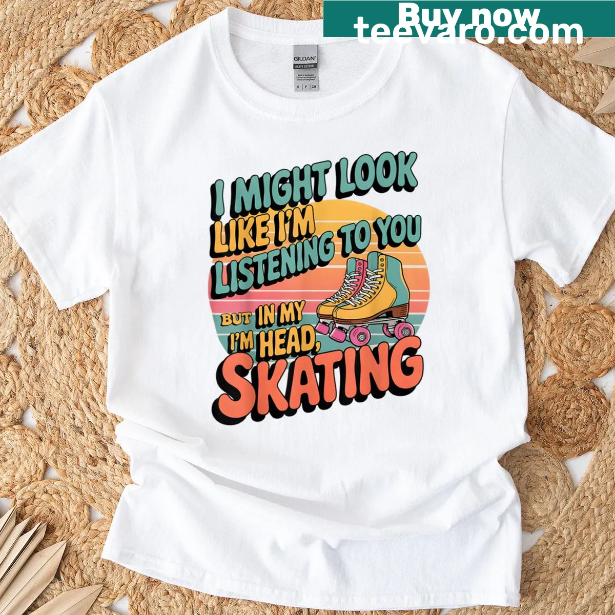 Retro roller skating graphic on a women's t-shirt — on a men's t-shirt