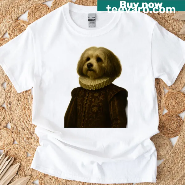 Havanese dog in Renaissance costume illustration on a t-shirt