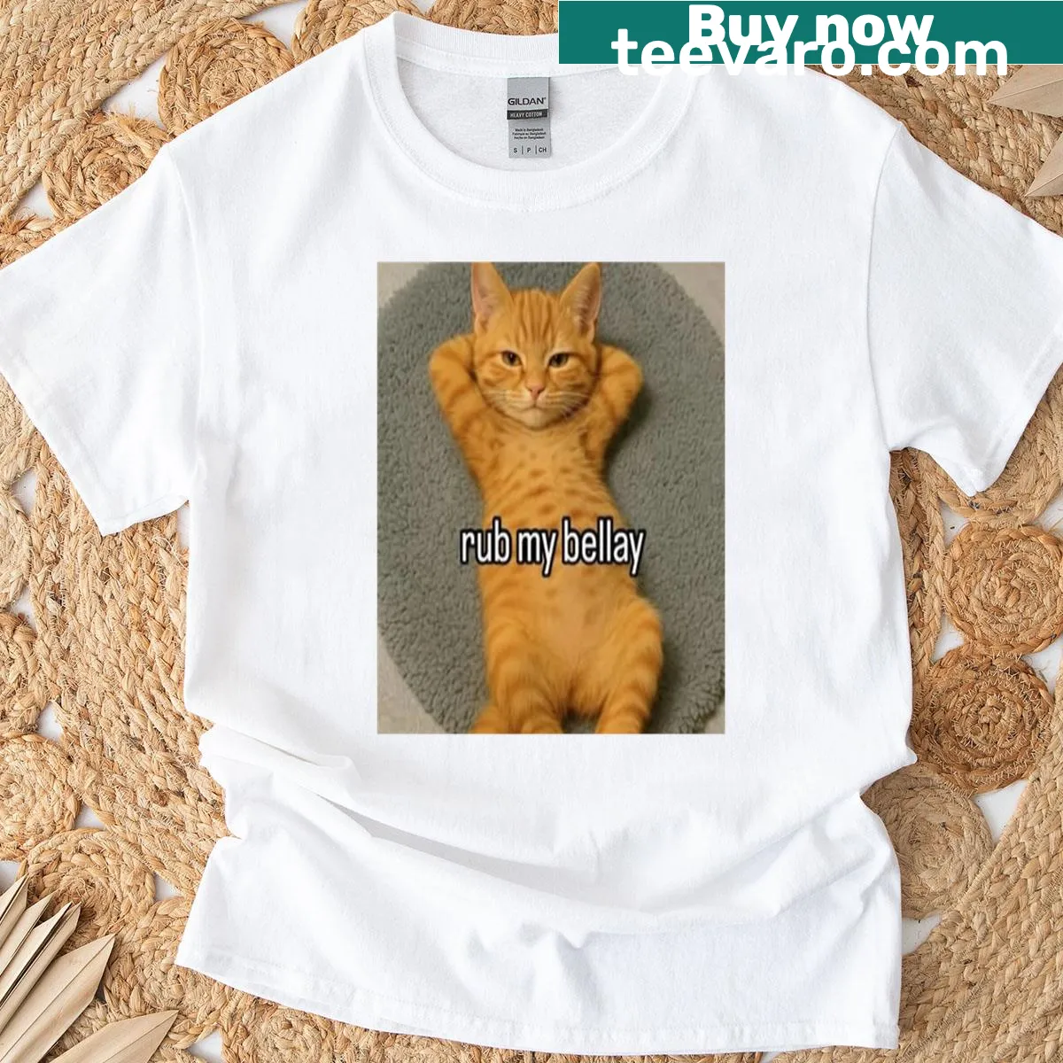 Funny cat-themed T-shirt with humorous text — on a men's t-shirt