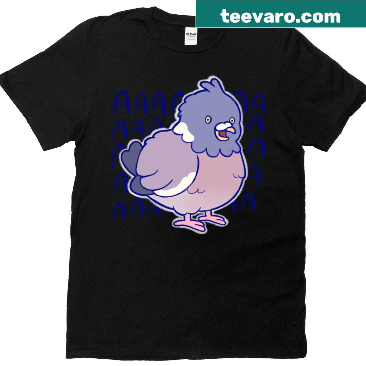 Illustration of a frightened wood pigeon T-shirt for bird lovers — on a men's t-shirt
