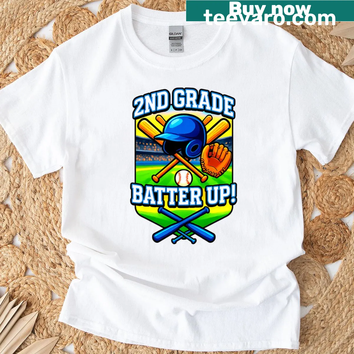 Funny back to school t-shirt with 'Batter Up' text for second graders — on a men's t-shirt