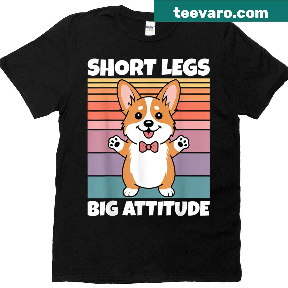 Funny t-shirt with cute corgi saying Short Legs Big Attitude — on a men's t-shirt