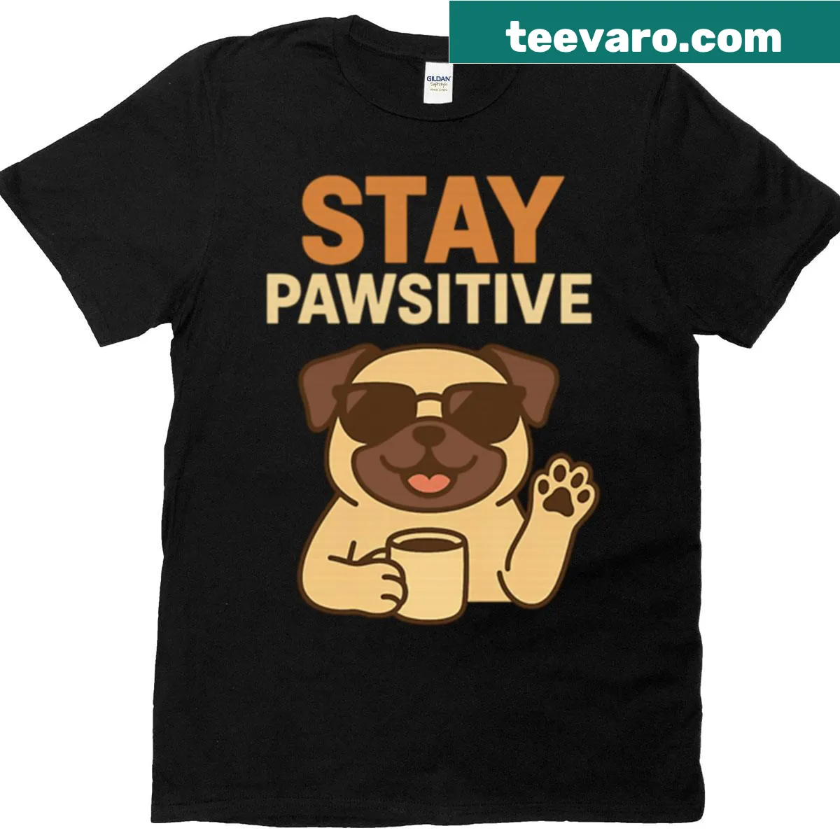 Funny T-shirt featuring a pug illustration and motivational message — on a men's t-shirt