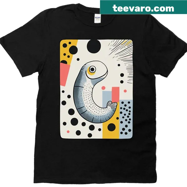 Adorable illustration of a blobfish on a marine-themed t-shirt