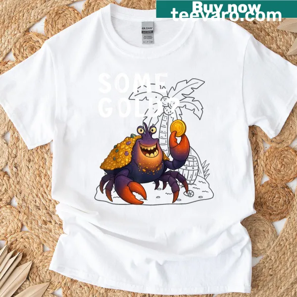 Vintage style t-shirt featuring a crab and treasure chest graphic