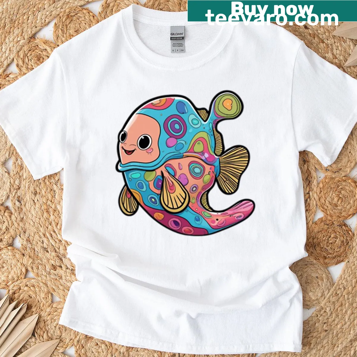 Underwater-themed t-shirt with 'Trust Issues Under The Sea' text. — on a men's t-shirt