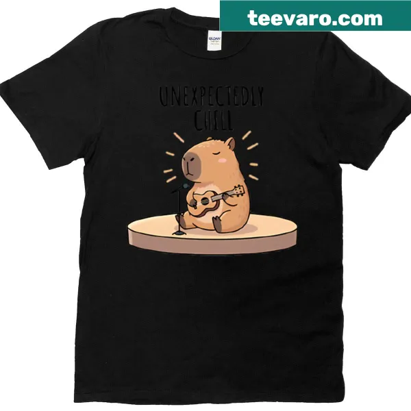 Capybara playing ukulele illustration on a relaxed vibe t-shirt